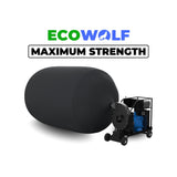 ECOWOLF maximum strength black insulation vacuum bag connected to an insulation removal machine.